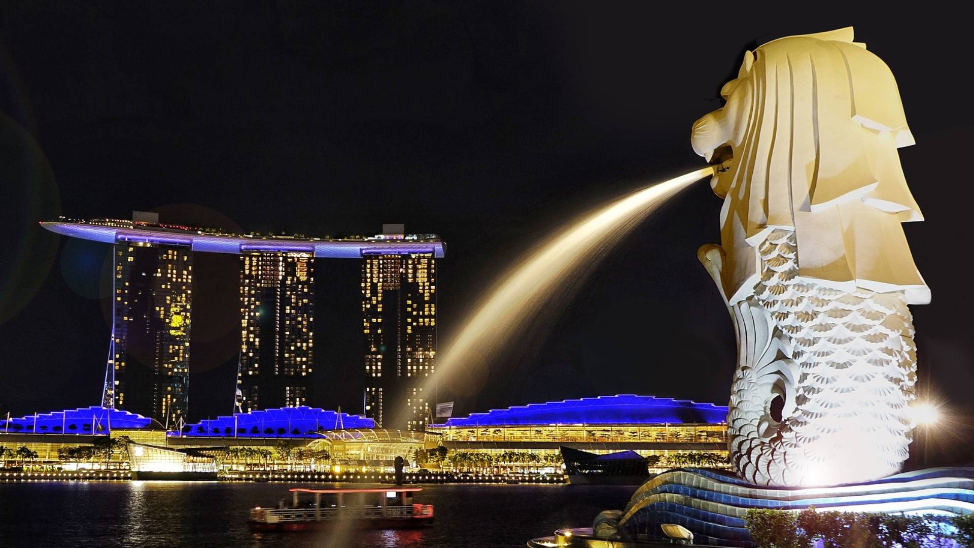 Merlion y el Marina Bay Sands.