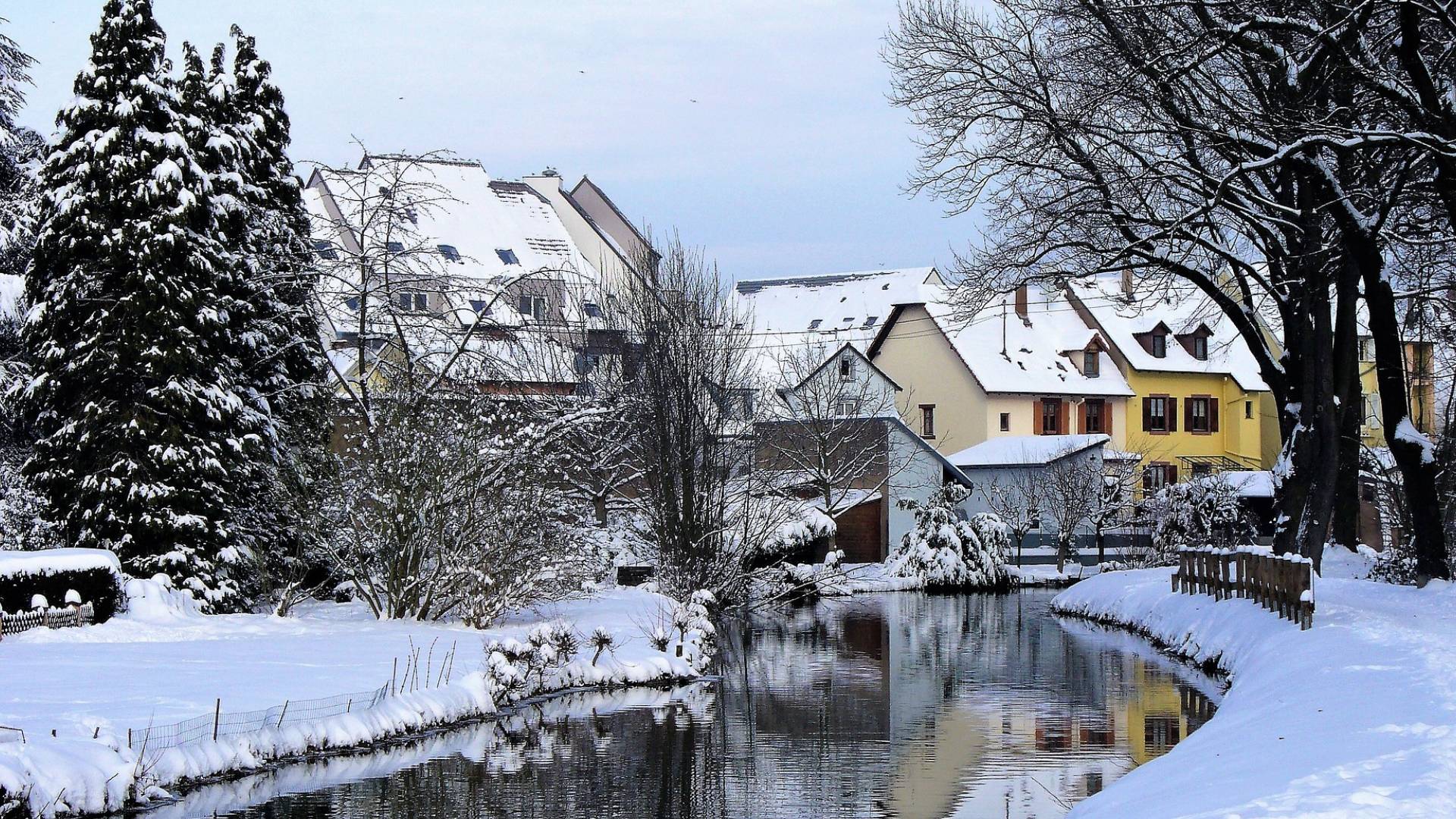 El paisaje nevado de Estrasburgo.